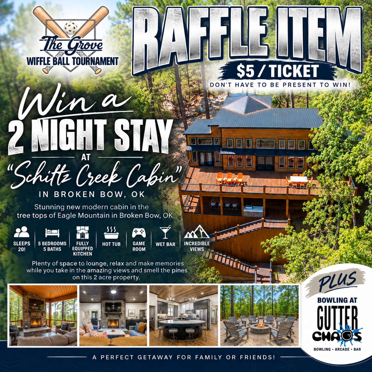 Cabin Getaway Raffle Bowling Bonus - Baseball Booster Club of Walnut Grove®
